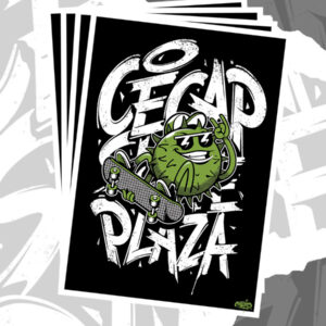 Prints Cecap Skate Plaza - Fundo Preto e Marca - Frente