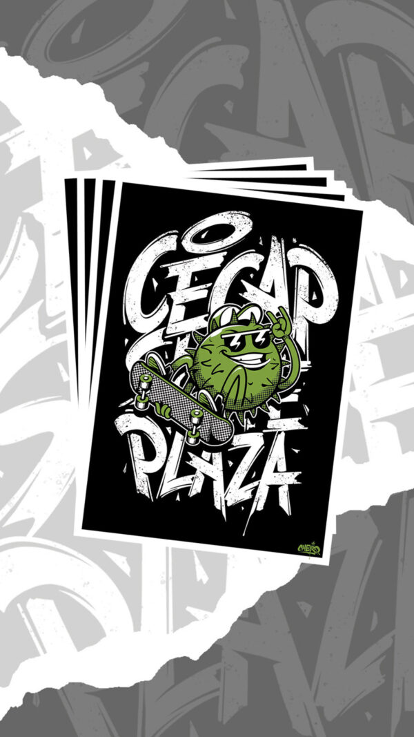 Prints Cecap Skate Plaza - Fundo Preto e Marca - Frente